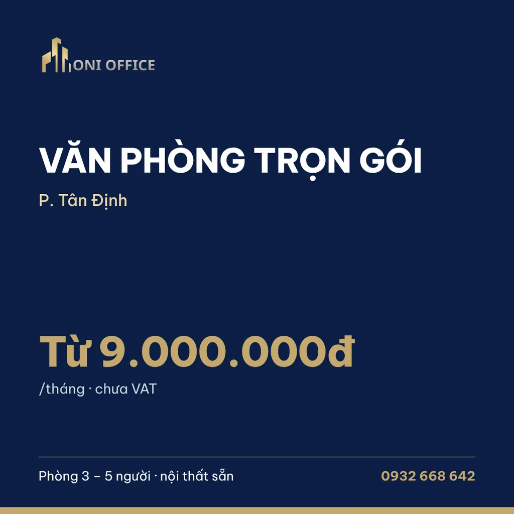 Văn phòng trọn gói P. Tân Định – phòng 3–5 người