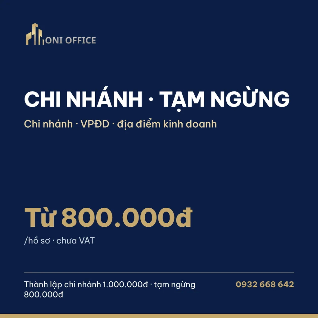 Hỗ trợ thủ tục chi nhánh, VPĐD, tạm ngừng kinh doanh