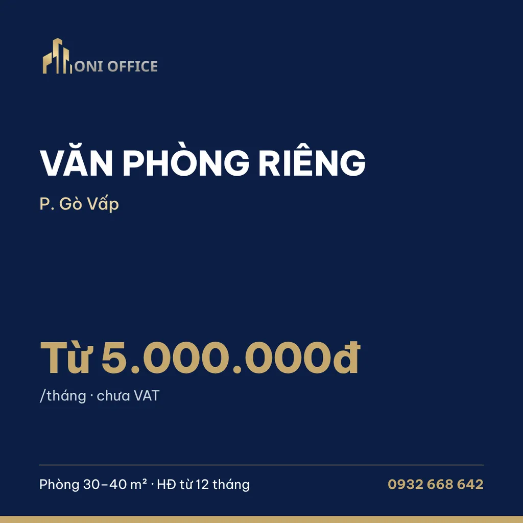 Văn phòng riêng P. Gò Vấp – phòng 30–40 m²