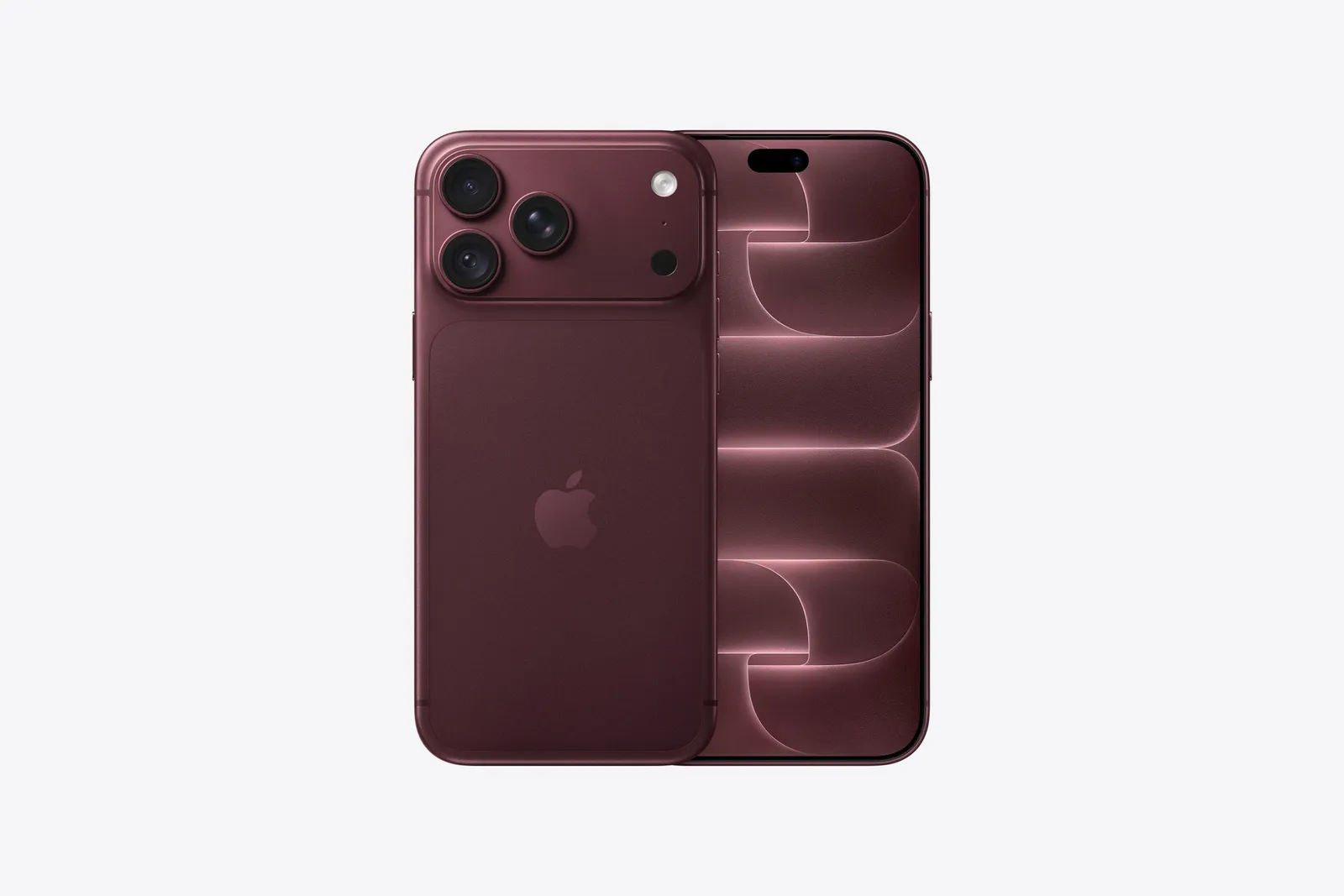 Mặt trước và mặt lưng iPhone 18 Pro Max màu Burgundy